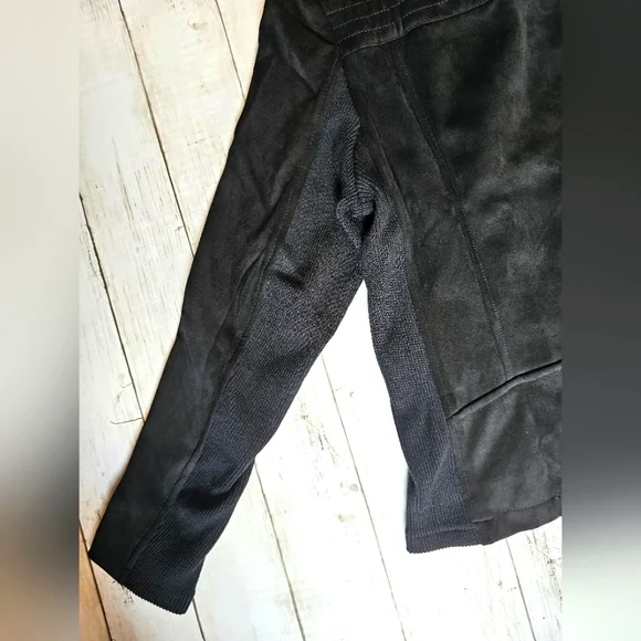 NEW SPYM Sleek Black Faux Suede Moto Stretchy Jacket Ribbed Sides & Sleeves - Picture 12 of 12